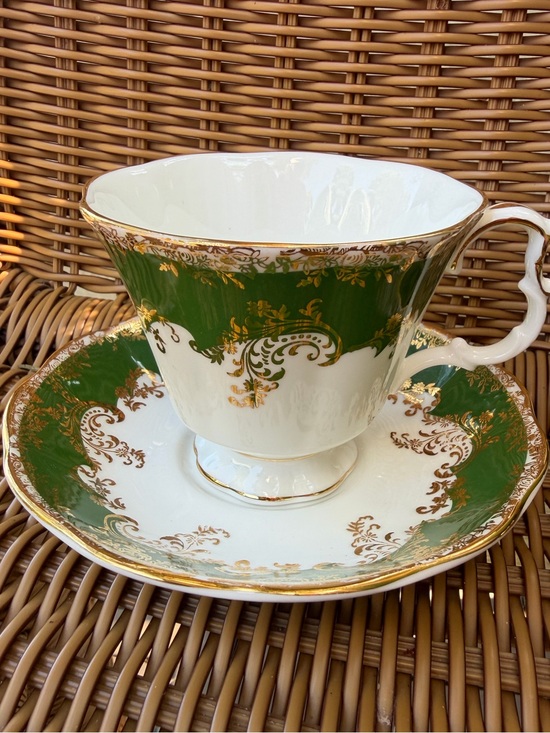 Royal Albert Other - Royal Albert Bone China Cup & Saucer – Emerald & Gold Scrollwork